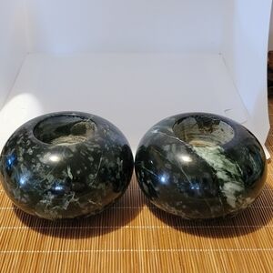 Natural Green Marble Votive Tea Light Candle Holders Stone '80s